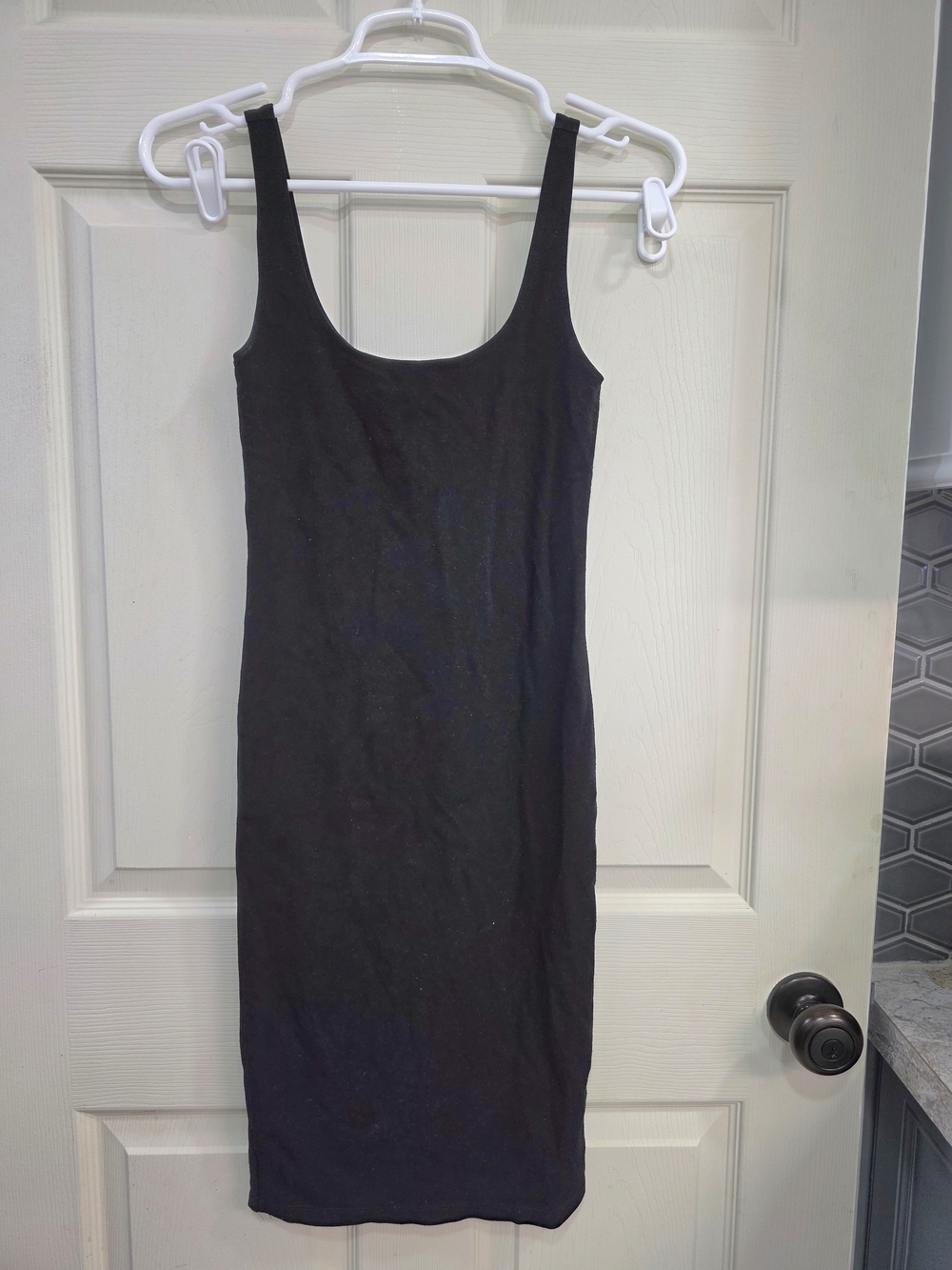 Forever 21 Black Midi Scoop Neck Bodycon Dress